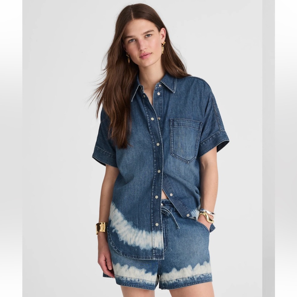 Madewell Shibori Denim Short-Sleeve Shirt